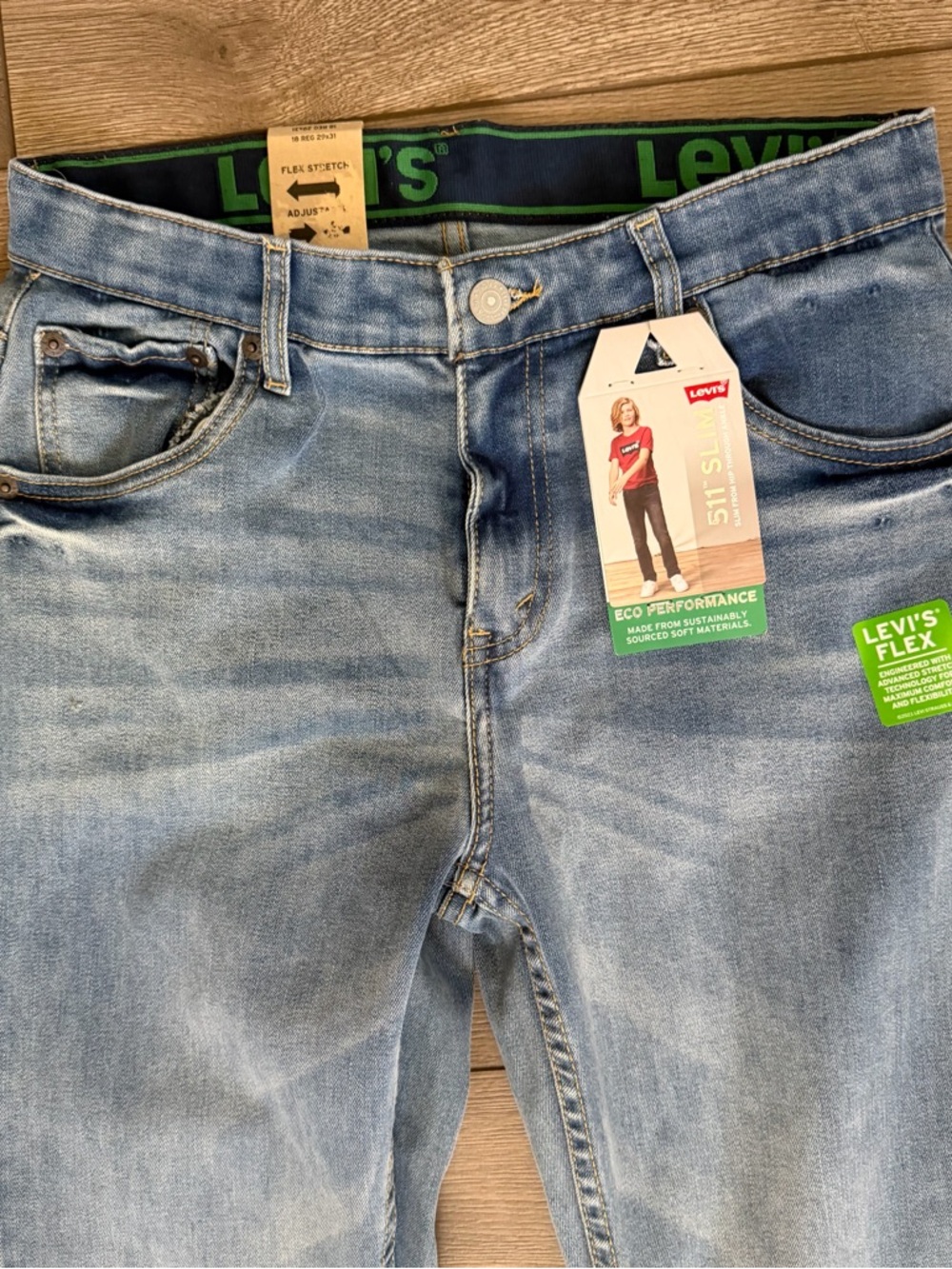 Levi's 511 Slim Fit Light Blue Straight Jeans - Boys - Size 18 - Picture 4 of 8